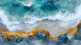 Turquoise surf meets rugged shores.