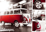 Red Volkswagen Combie 98cm x 68cm