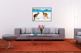 Kangaroos on Beach 98cm x 68cm